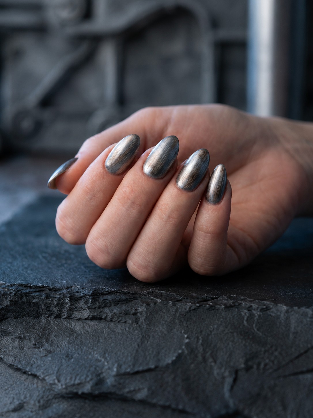 Brushed Metal - Abstract Nail Designs