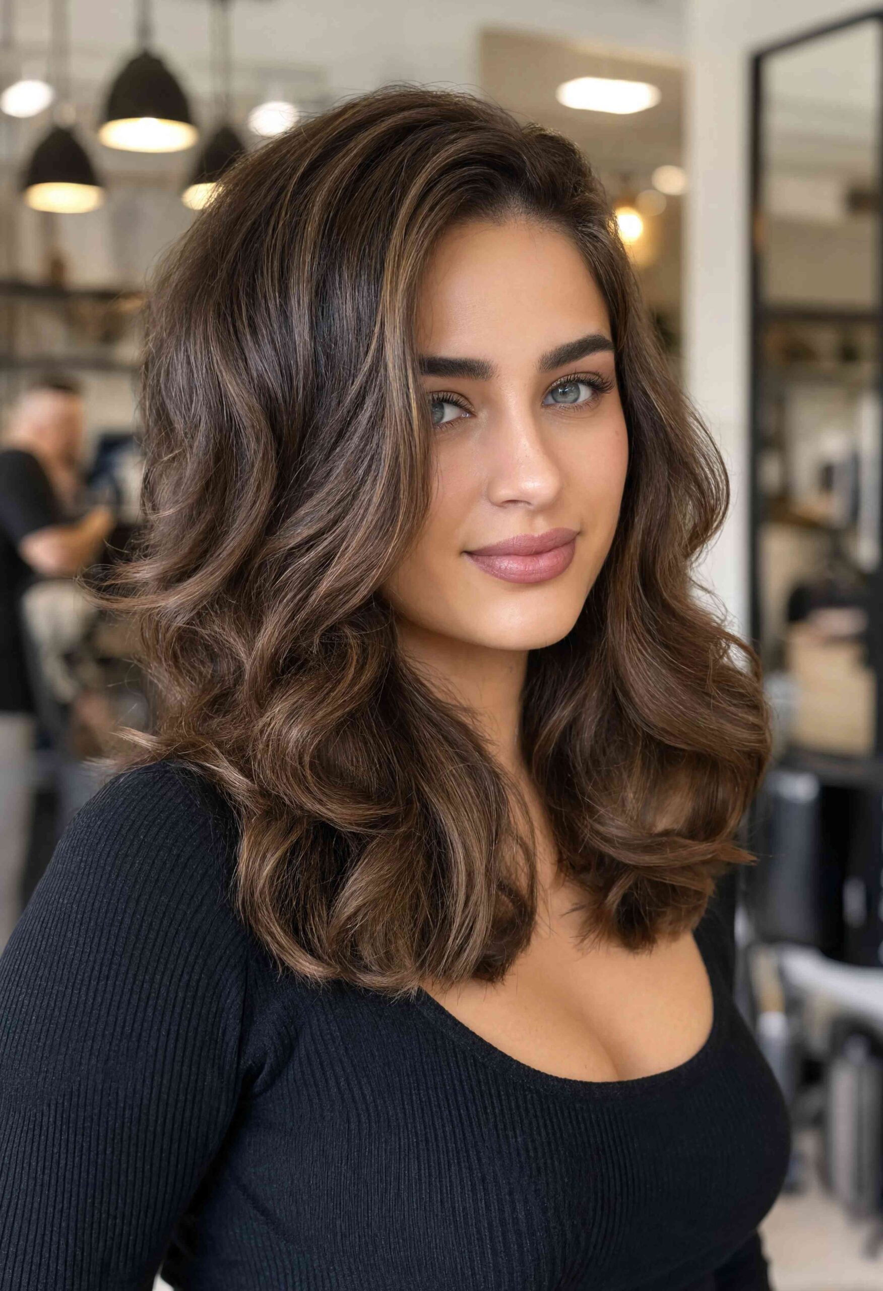 Brushed-back glam blowout - Blowout Hairstyles for Medium Hair