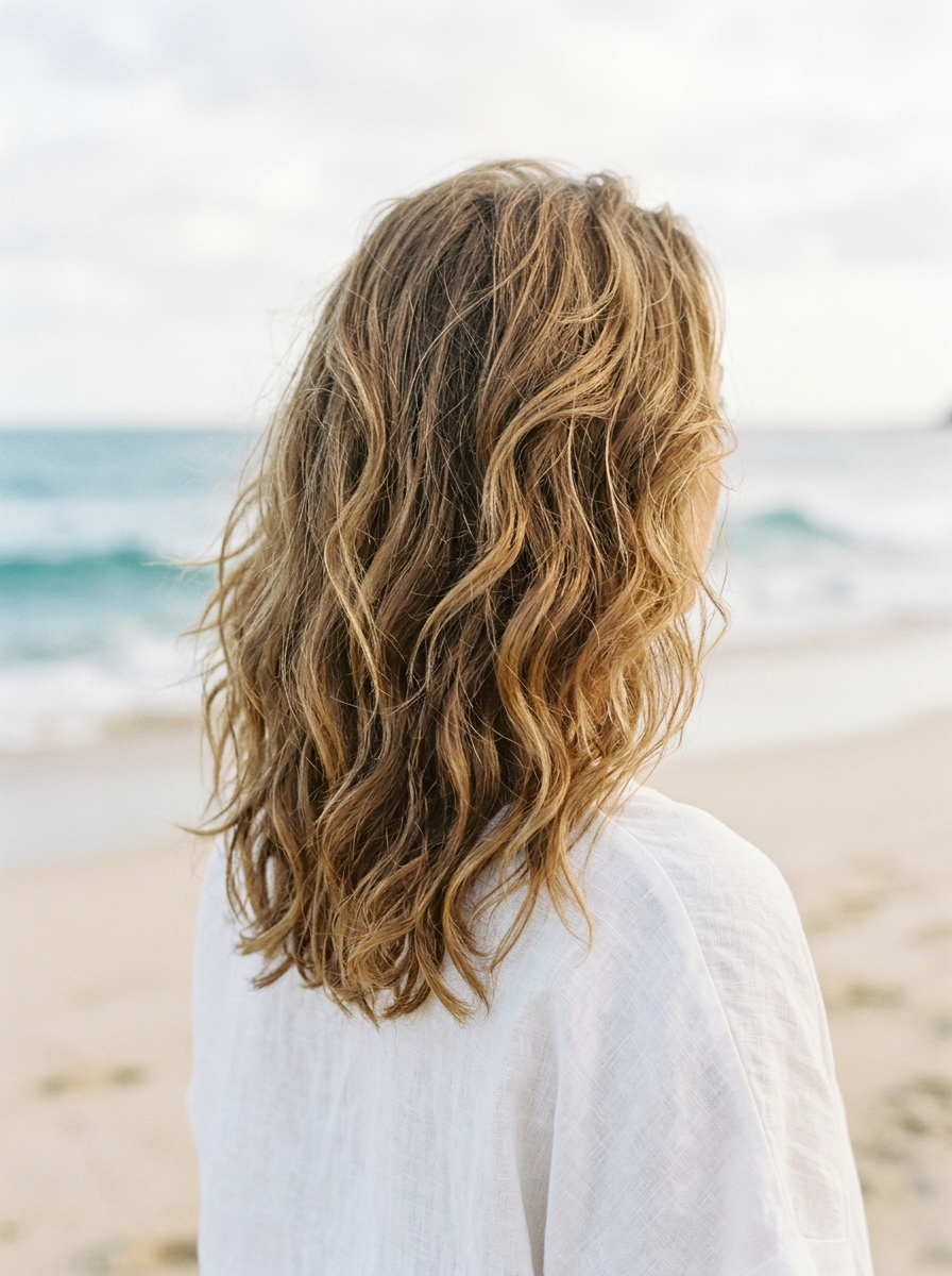 Effortless wavy lob blowout - Blowout Hairstyles for Medium Hair