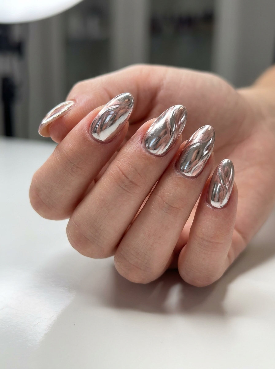 Mirror Chrome - Abstract Nail Designs