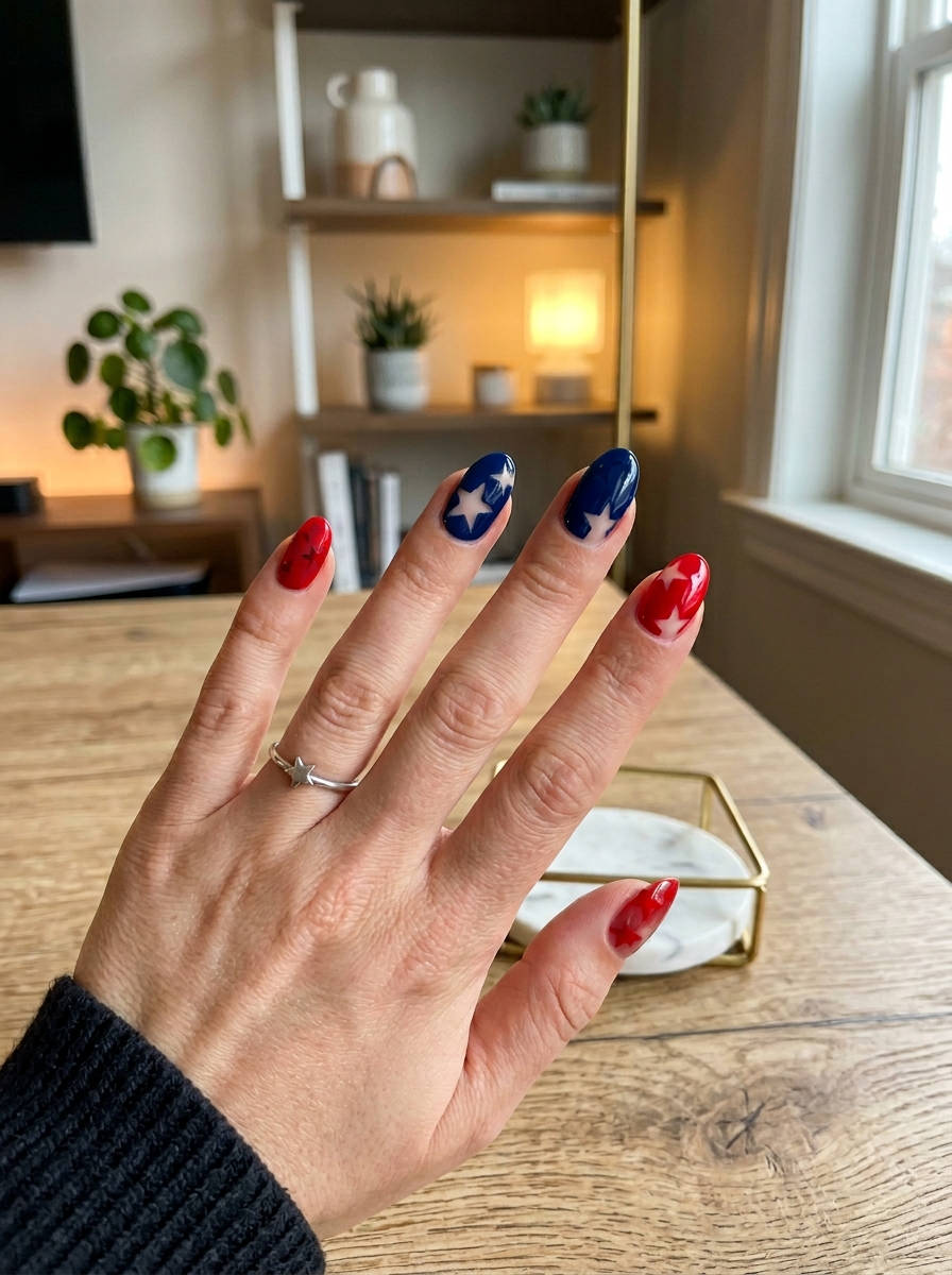 Negative-Space Star Nails - 4th of July Nail Ideas