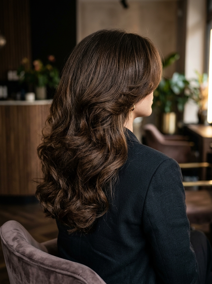 Old Hollywood brunette blowout - Blowout Hairstyles for Medium Hair