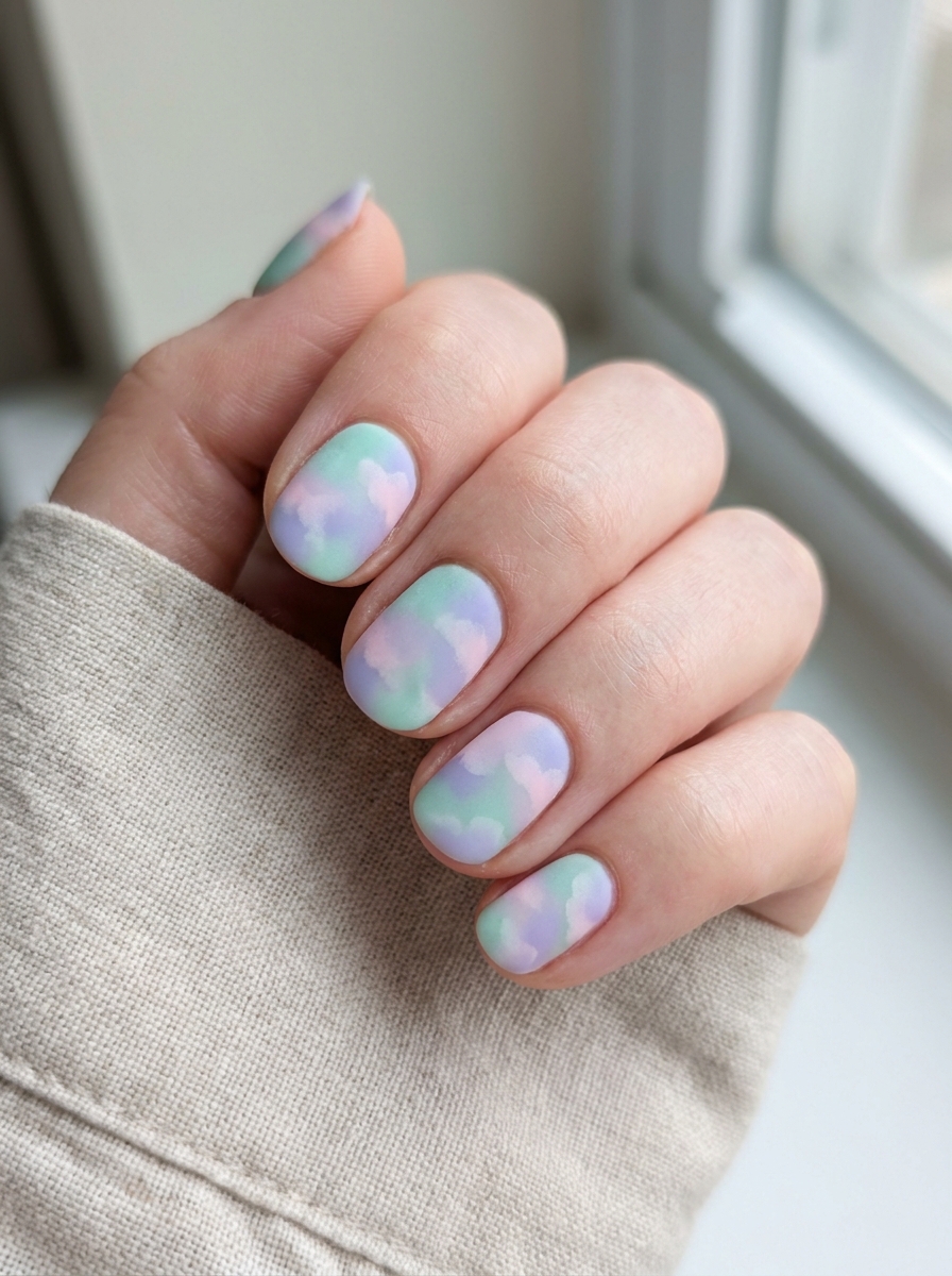 Pastel Watercolour Wash - Abstract Nail Designs
