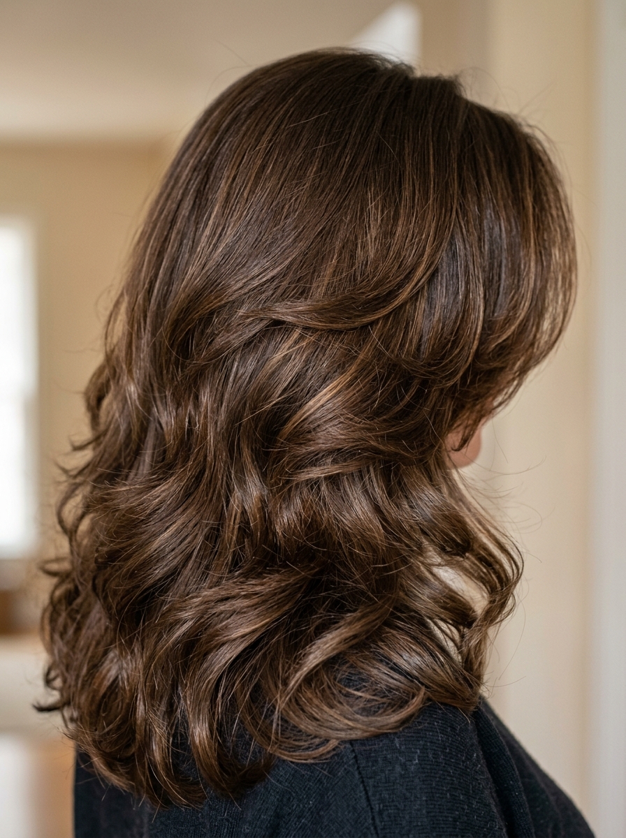 Round-brush barrel blowout - Blowout Hairstyles for Medium Hair