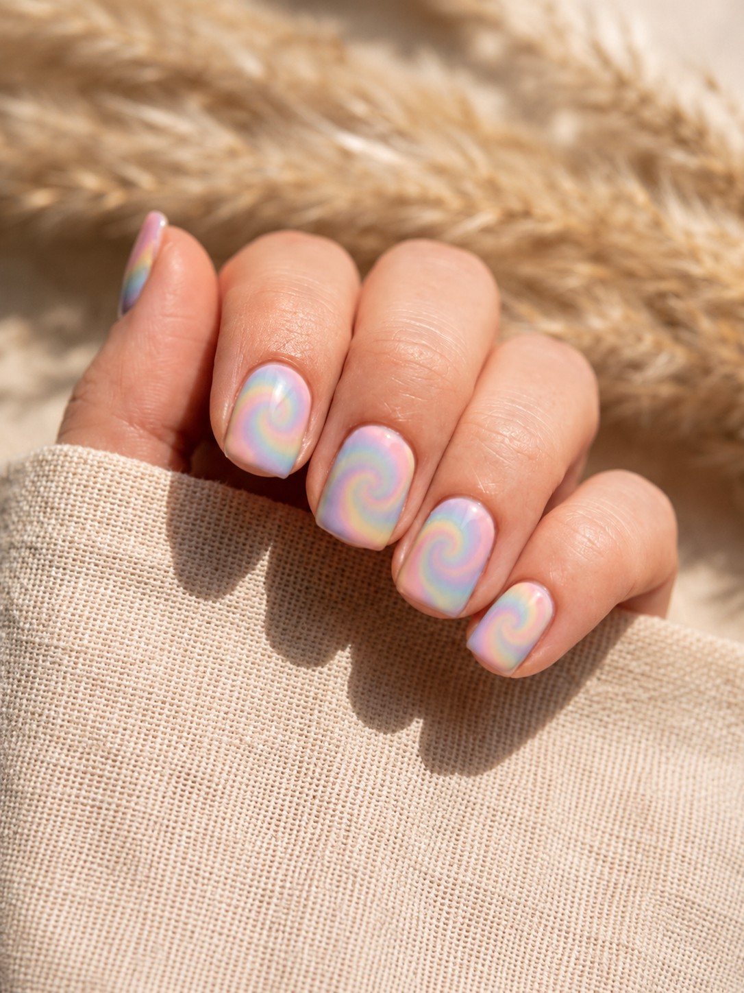 White and Gold Negative Space - Abstract Nail Designs